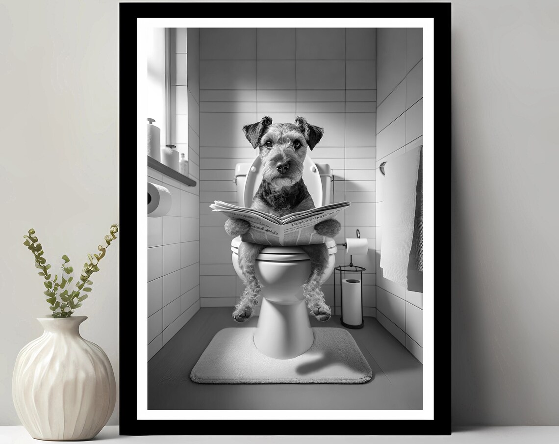 Patterdale Terrier Wall Art Funny Bathroom Decor In Toilet Petshop Dog Gift