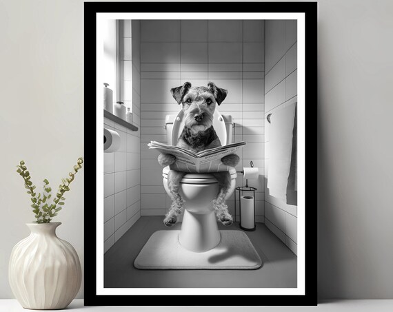 Patterdale Terrier Wall Art Funny Bathroom Decor In Toilet Petshop Dog Gift
