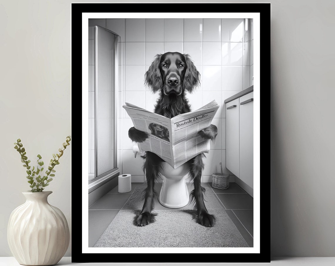 Irish Setter Funny Bathroom Animal Wall Art Print