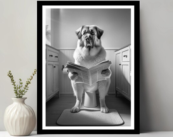 Caucasian Shepherd Wall Art Funny Bathroom Decor In Toilet Animal Petshop Dog