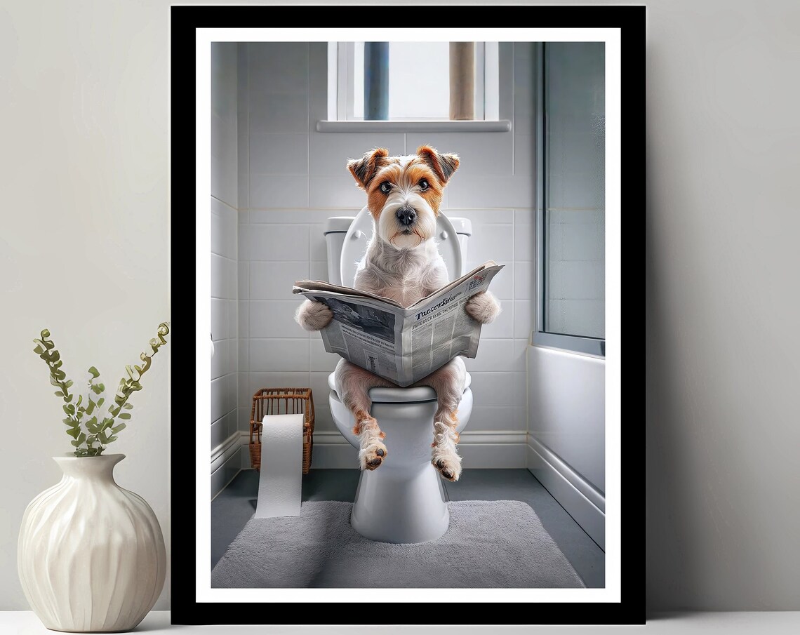 Parson Russell Terrier Funny Bathroom Art Print
