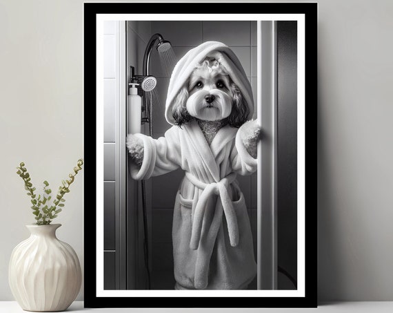Cavapoo Bathroom Humor Art Print