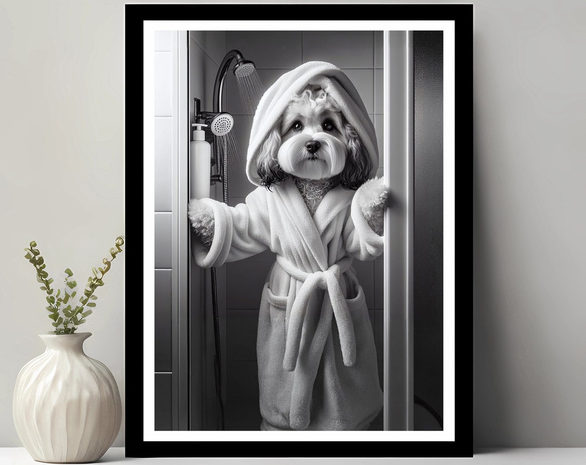 Cavapoo Bathroom Humor Art Print