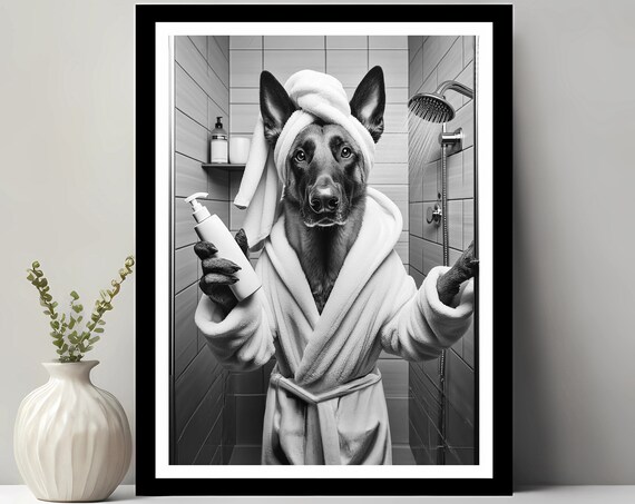 Belgian Malinois Bathroom Funny Decor Art Print