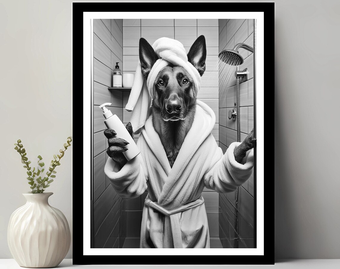 Belgian Malinois Bathroom Funny Decor Art Print