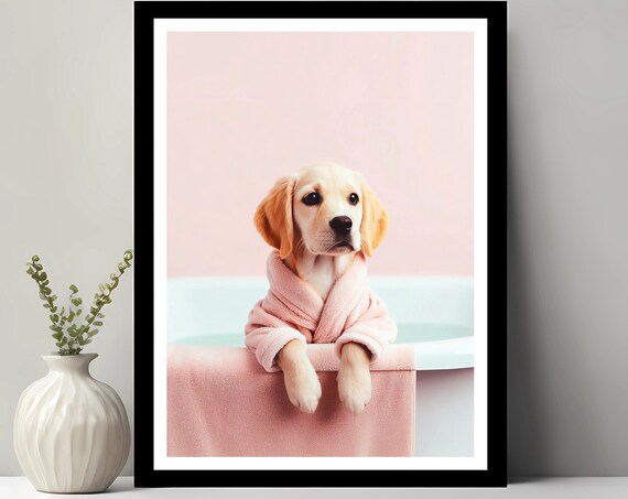 Labrador Retriever Wall Art Funny Bathroom Decor Kids Dog Print