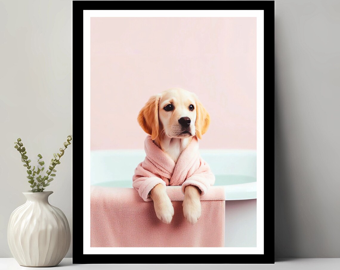Labrador Retriever Wall Art Funny Bathroom Decor Kids Dog Print