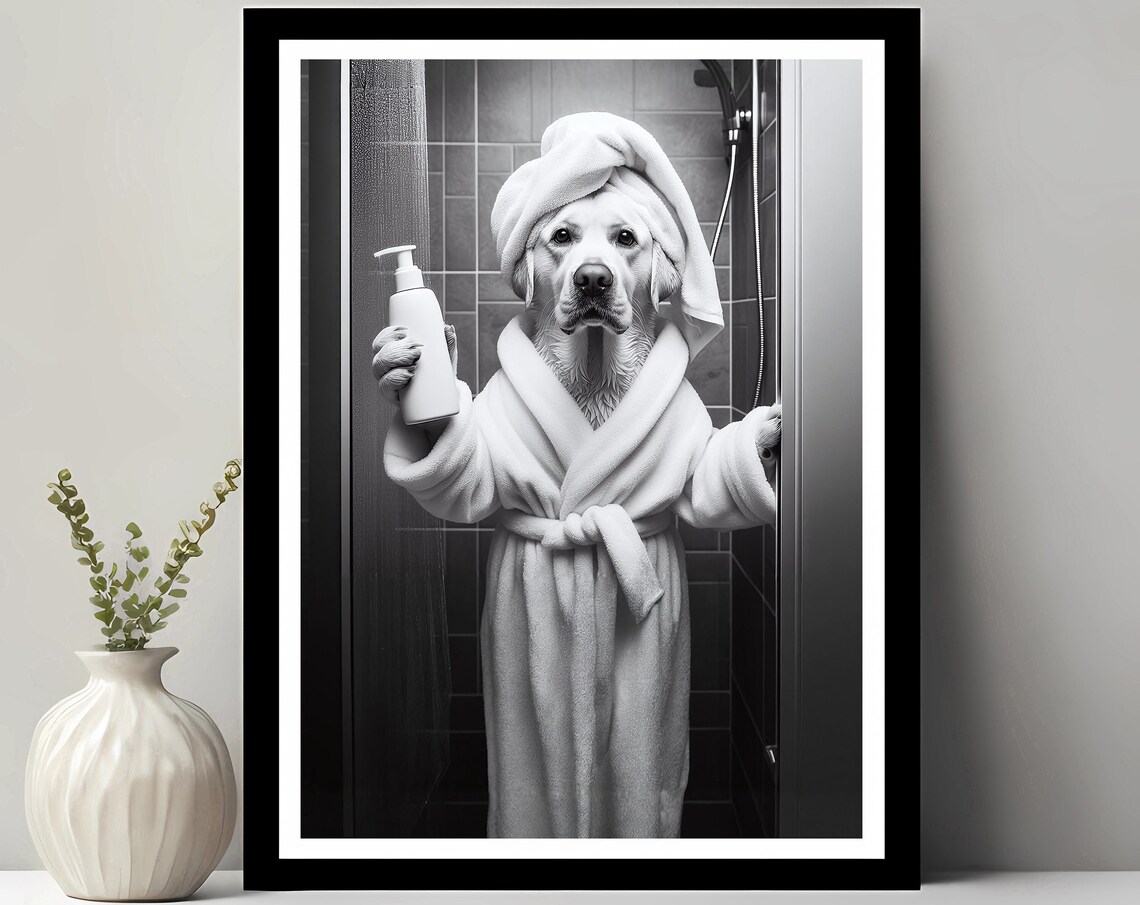 Labrador Retriever Bathroom Wall Art, Funny Photo Print
