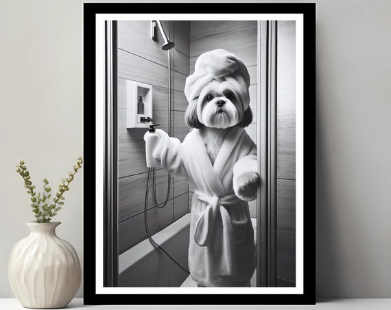 Lhasa Apso Wall Art Bathroom Print Photo Gift Funny Decor