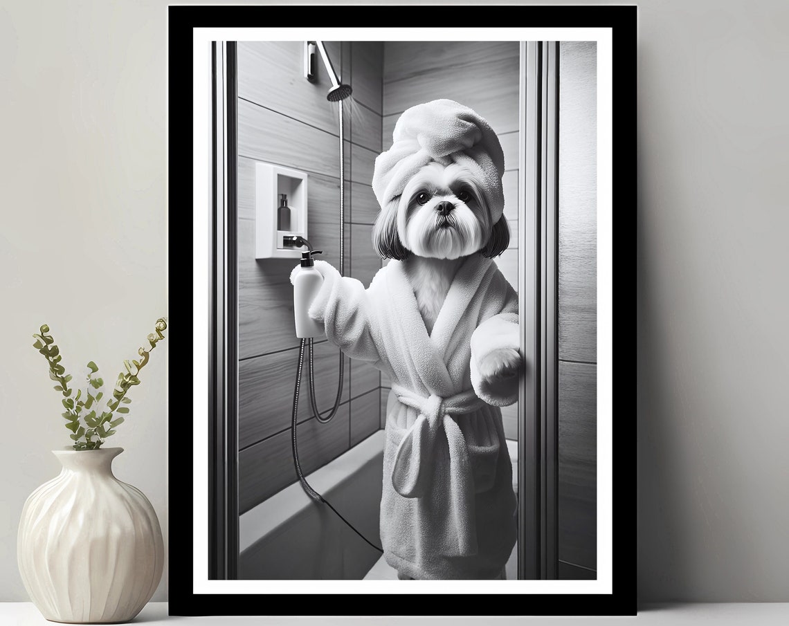 Lhasa Apso Wall Art Bathroom Print Photo Gift Funny Decor