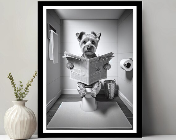 Australian Terrier Wall Art Funny Bathroom Decor In Toilet Animal Petshop Dog Gift