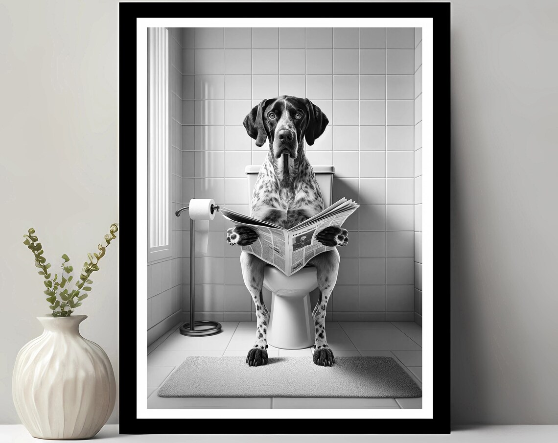 Portuguese Pointer Wall Art Funny Bathroom Decor Animal In Toilet Petshop Dog Gift