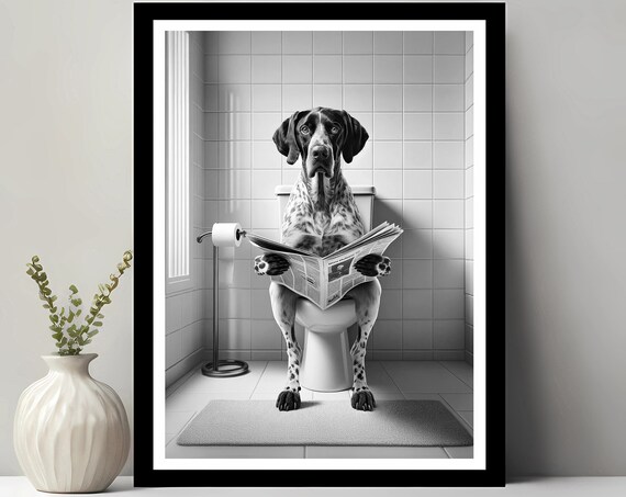 Portuguese Pointer Wall Art Funny Bathroom Decor Animal In Toilet Petshop Dog Gift
