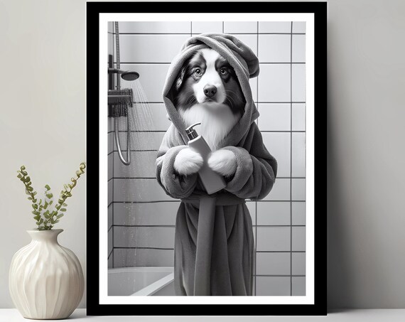 Australian Shepherd Wall Art Bathroom Print Photo Funny Decor