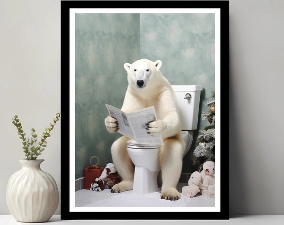 Polar Bear Funny Bathroom Decor Art Print