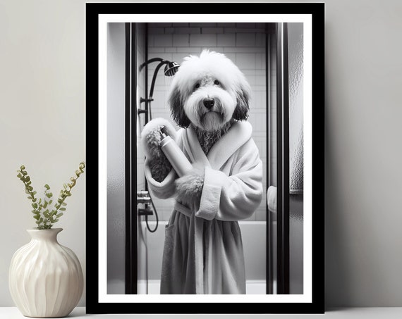 Old English Sheepdog Bathroom Wall Art Print