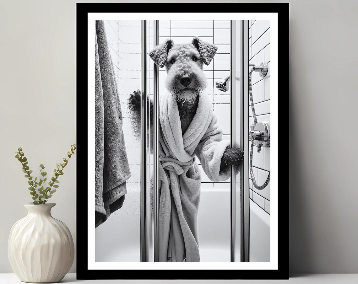 Airedale Terrier Wall Art Bathroom Print Photo Funny Decor