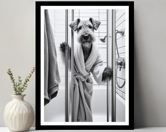 Airedale Terrier Wall Art Bathroom Print Photo Funny Decor