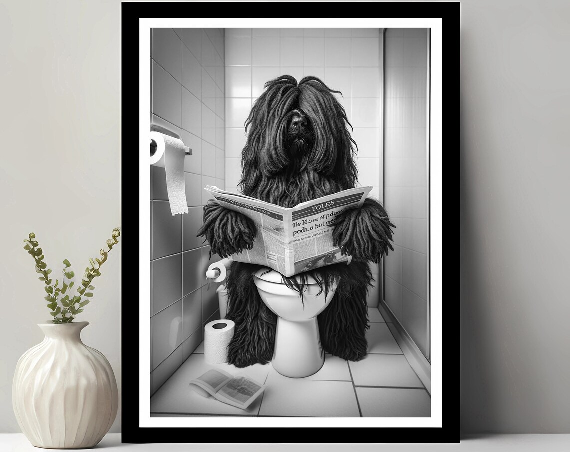 Puli Wall Art Funny Bathroom Decor In Toilet Animal Petshop Dog Gift