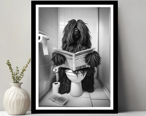 Puli Wall Art Funny Bathroom Decor In Toilet Animal Petshop Dog Gift