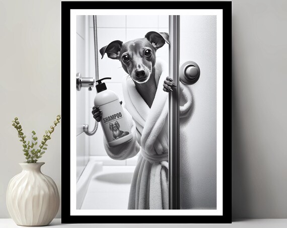 Miniature Pinscher Wall Art Bathroom Print Photo Dog Gift Funny Decor