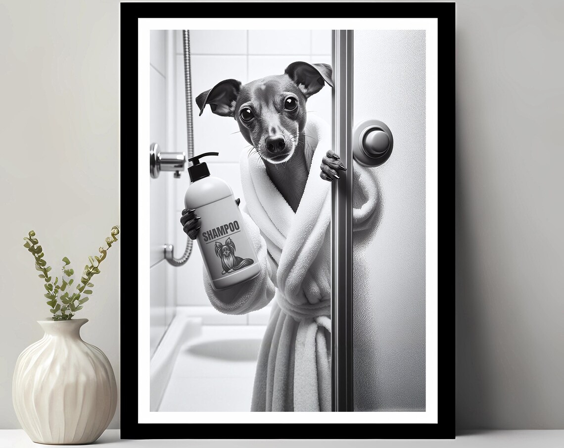 Miniature Pinscher Wall Art Bathroom Print Photo Dog Gift Funny Decor