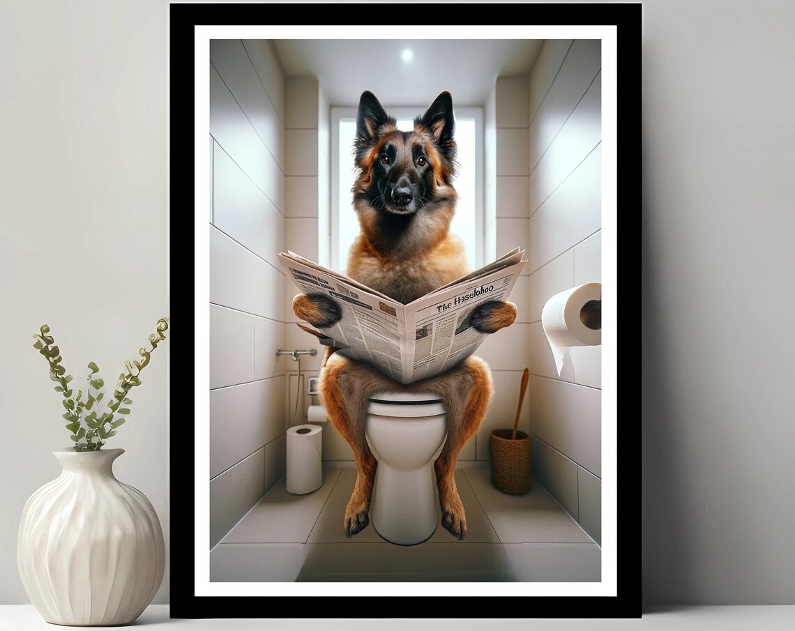 Belgian Malinois Funny Bathroom Decor Art Print
