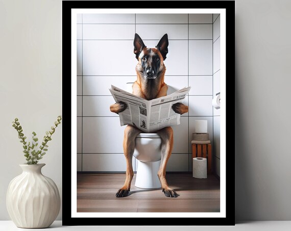 Belgian Laekenois Wall Art Funny Bathroom Decor In Toilet Animal Petshop Dog