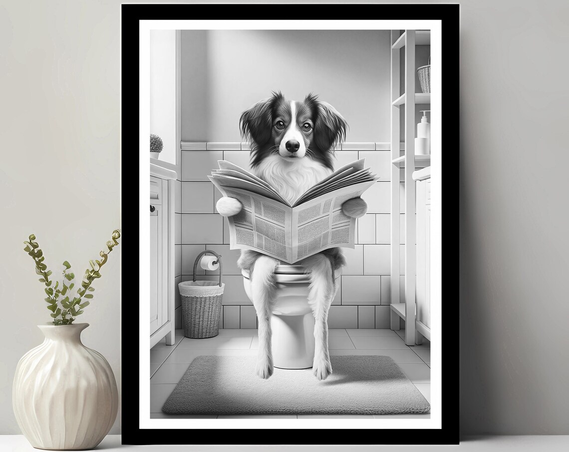 Kooikerhondje Funny Bathroom Dog Art Print