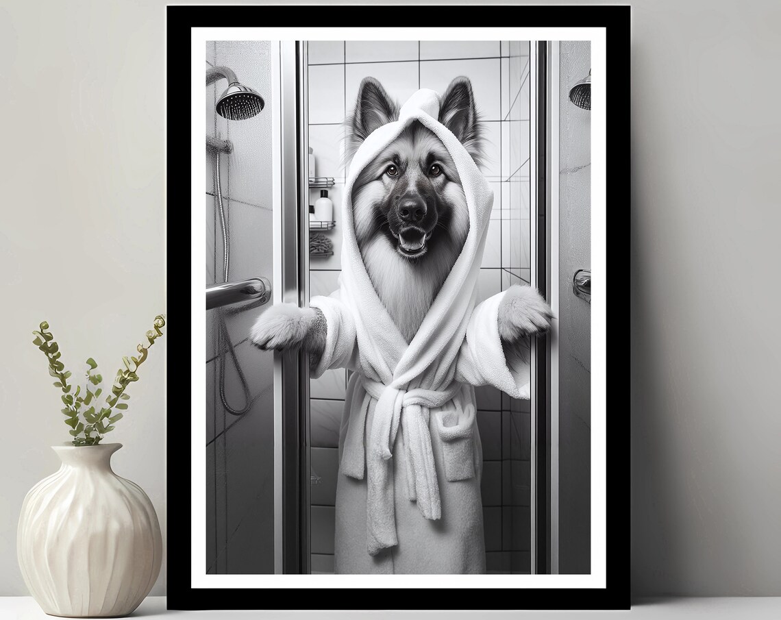 German Shepherd Wall Art Bathroom Print Gift Funny Decor