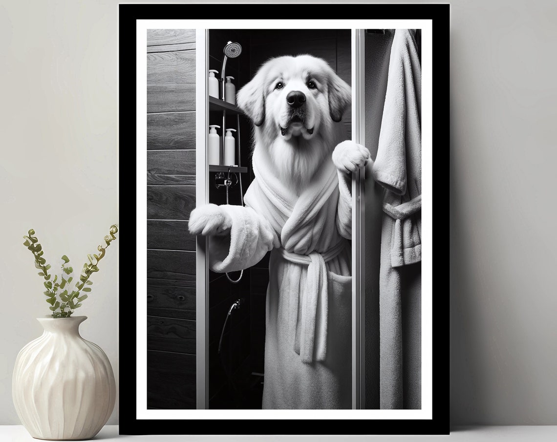 Great Pyrenees Bathroom Funny Decor Art Print