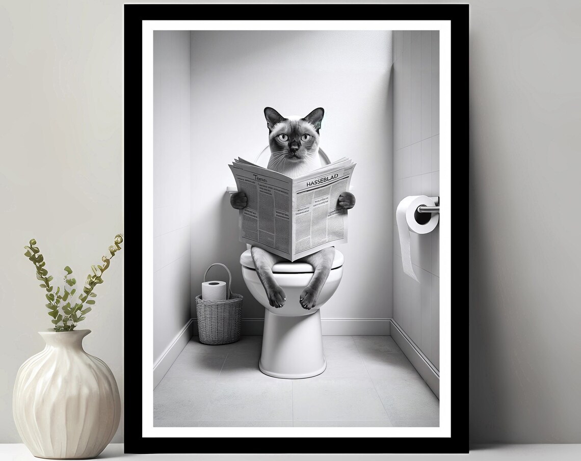 Burmese Wall Art Funny Bathroom Decor In Toilet Animal Petshop Cat Gift