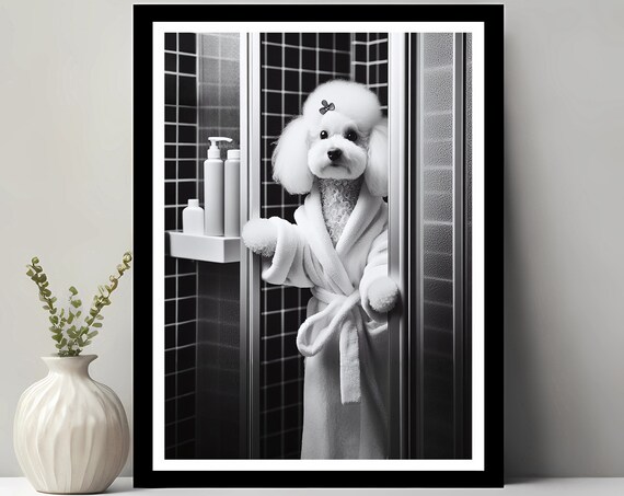 Poodle Wall Art Bathroom Print Photo Gift Funny Decor