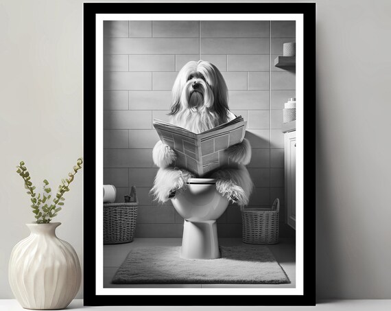 Lowchen Wall Art Funny Bathroom Decor In Toilet Animal Petshop Dog Gift