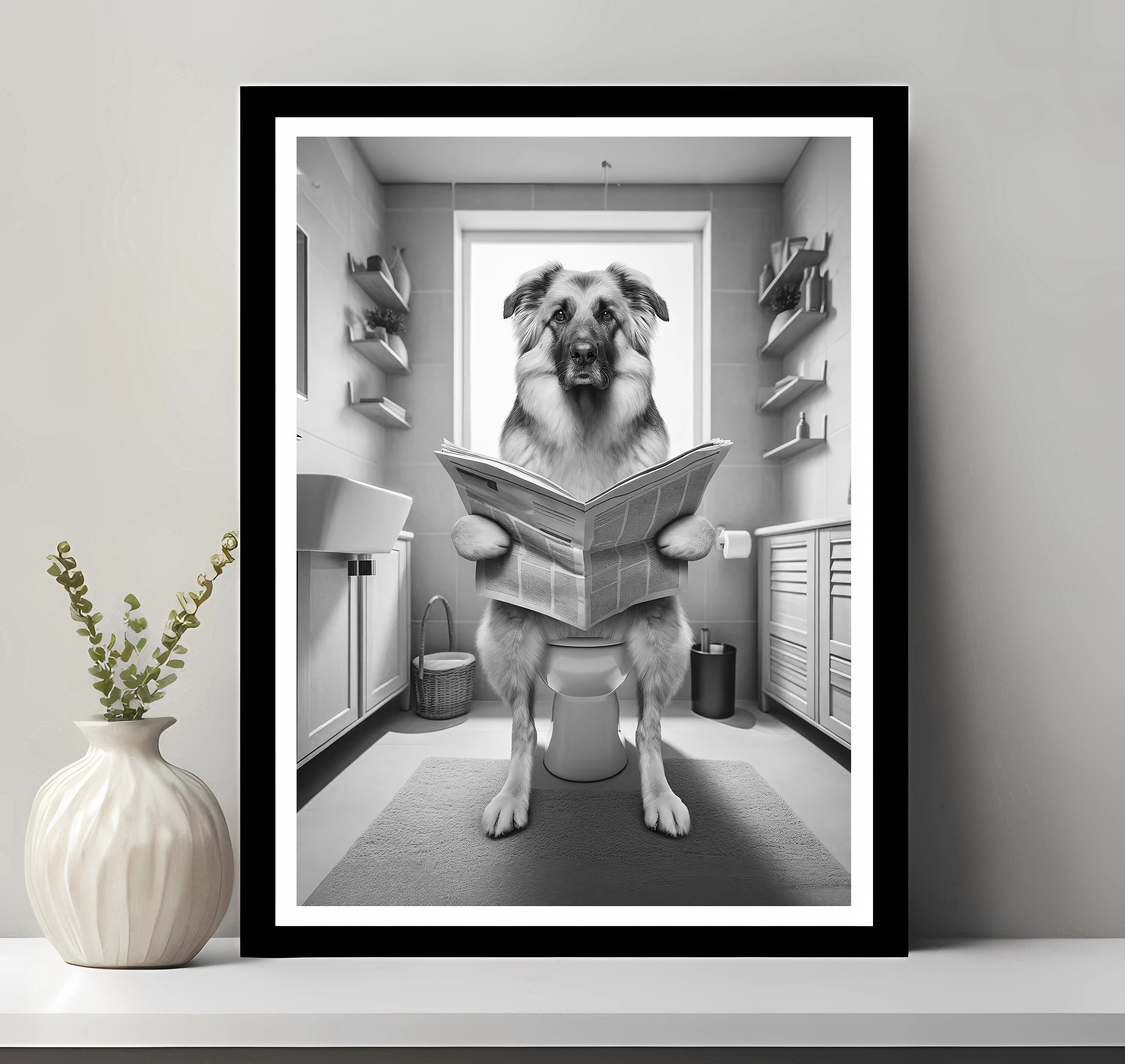 Carpathian Shepherd Dog Wall Art Funny Bathroom Decor In Toilet Animal Petshop Terrier Gift