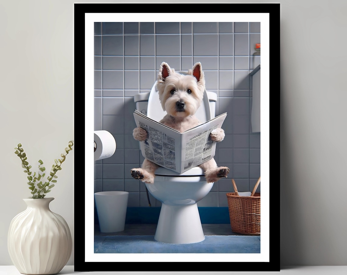 West Highland Terrier Bathroom Decor Art Print