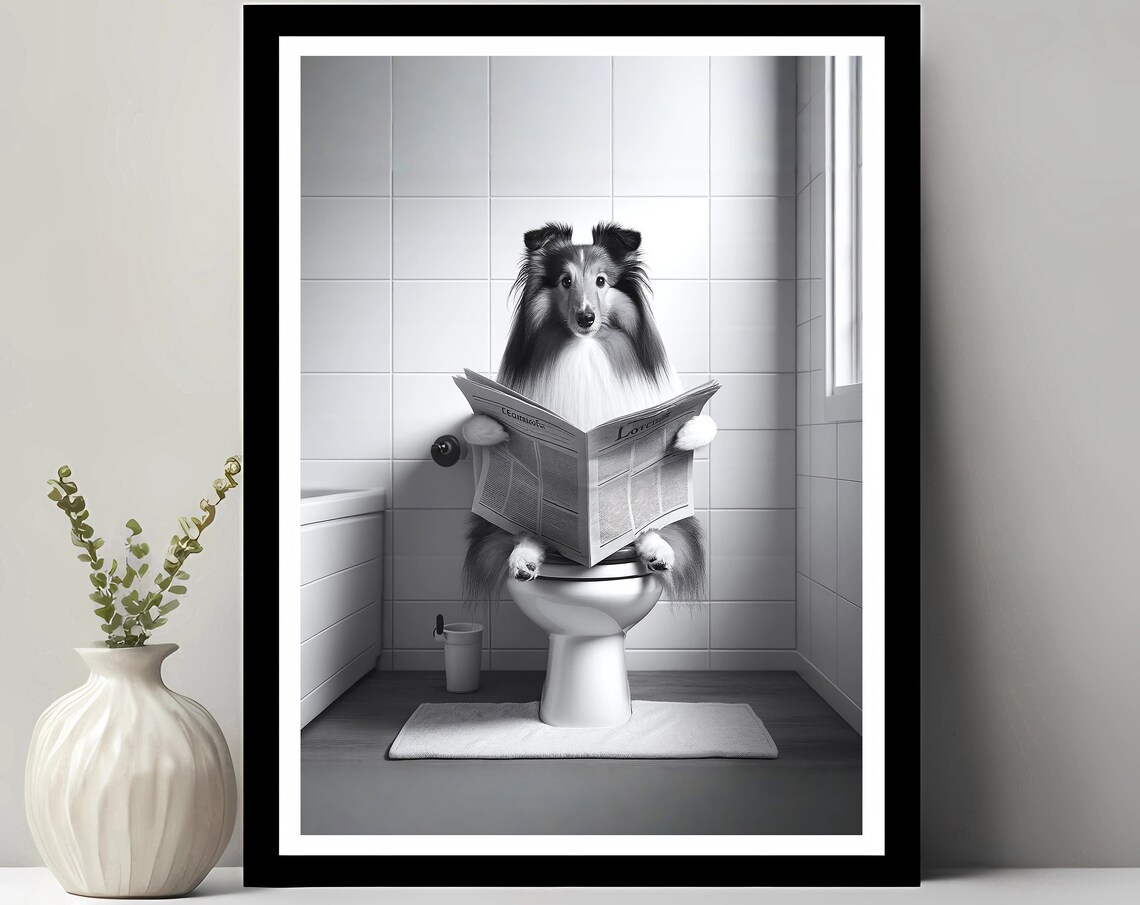 Shetland Sheepdog Funny Bathroom Decor Art Print