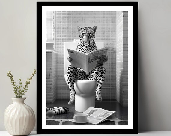 Leopard Print Funny Bathroom Decor Art Print