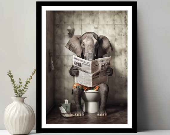 Elephant Funny Bathroom Decor Art Print
