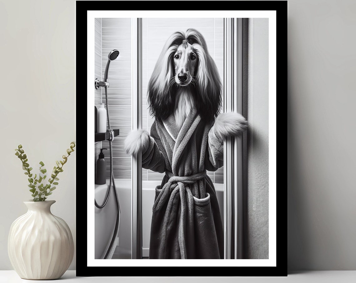Cute Afghan Hound Wall Art Bathroom Print Photo Funny Decor