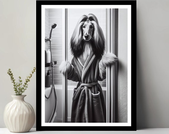 Cute Afghan Hound Wall Art Bathroom Print Photo Funny Decor