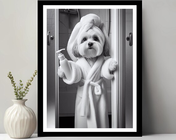 Havanese Wall Art Bathroom Print Dog Photo Gift Funny Decor