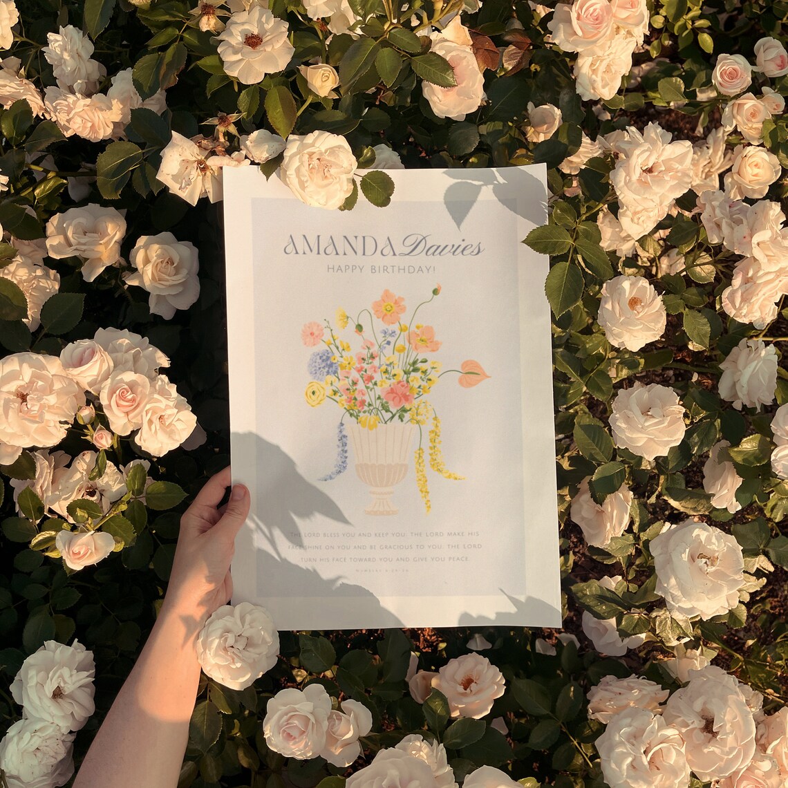 Amanda Davies Happy Birthday Floral Numbers 6 24 26 Blessing Poster - Image 2