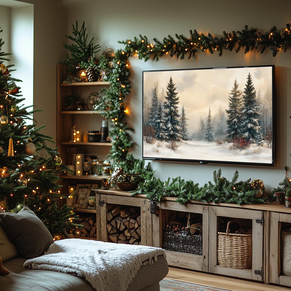 Snowy Winter Pine Forest Vintage Landscape Peaceful Snow Art Poster - Image 6