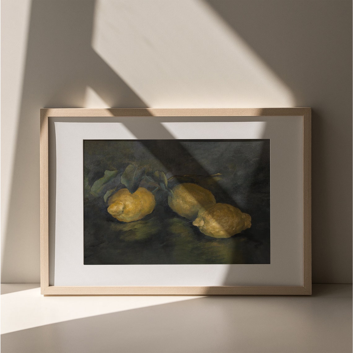Dark Moody Three Lemons Still Life Fruit Oil Painting Art Poster - Image 6