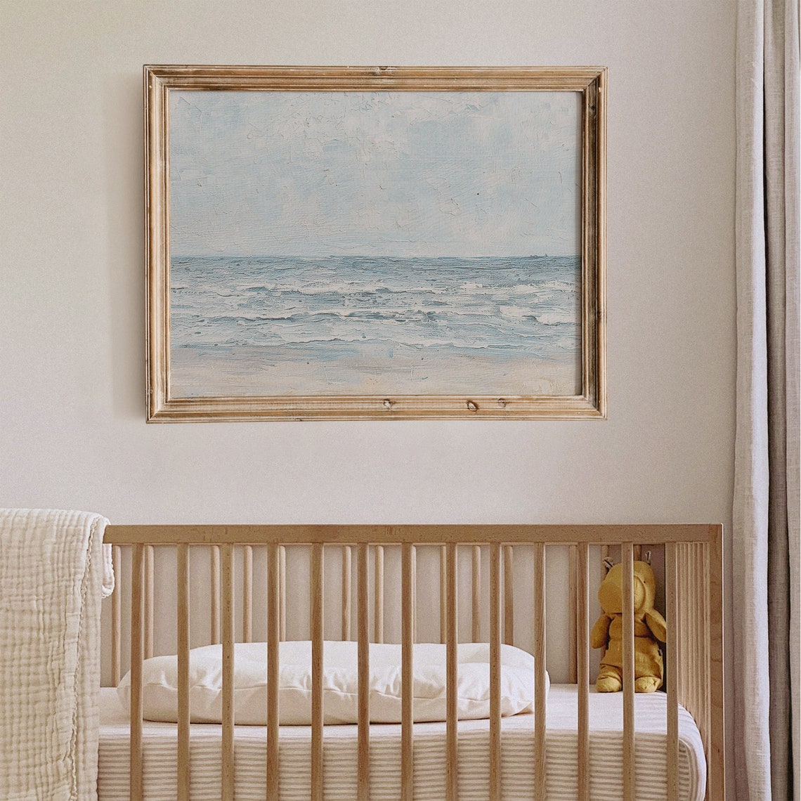 Minimal Blue Ocean Waves Abstract Vintage Coastal Painting Poster - Image 4