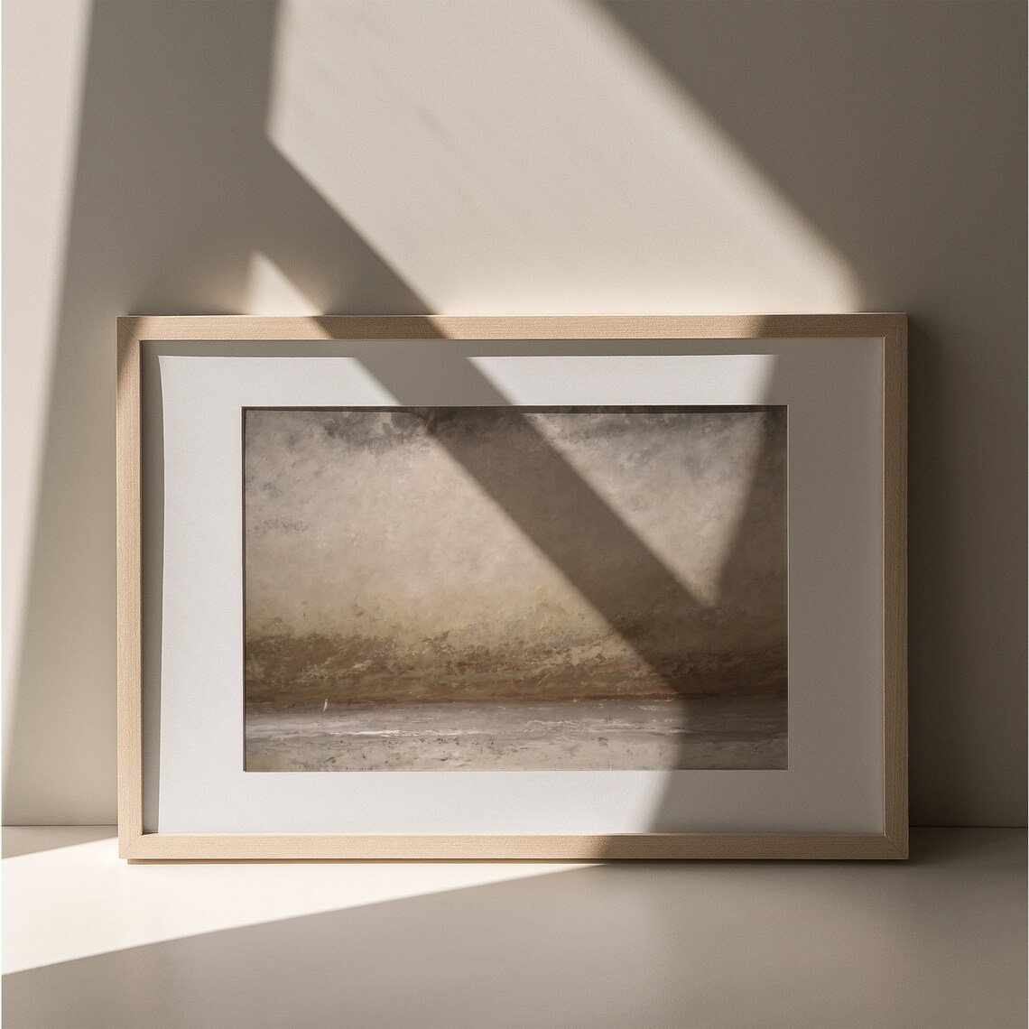 Muted Gray Abstract Coastal Painting Neutral Beach Bathroom Decor Poster - Image 4