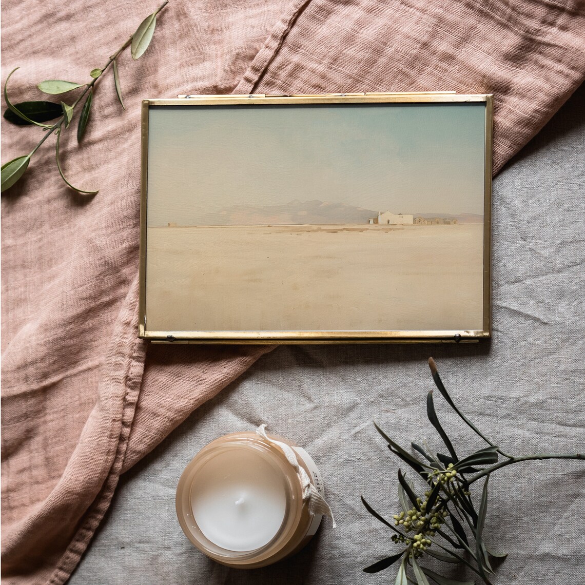 Neutral Desert Homestead Landscape Muted Warm Minimalist Frame TV Print - Image 2