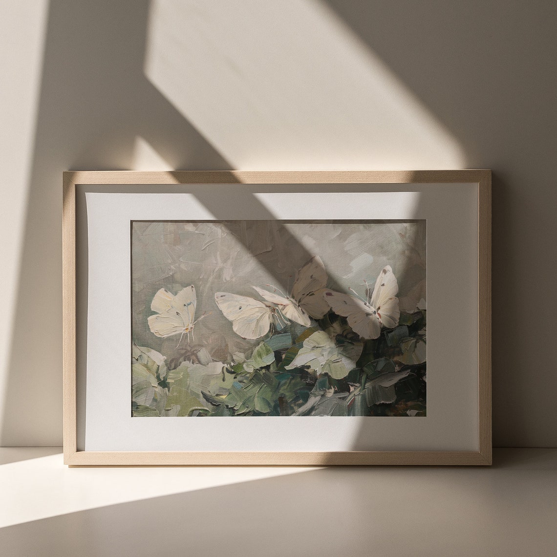 White Butterflies Over Green Foliage Soft Painterly Art Poster - Image 6