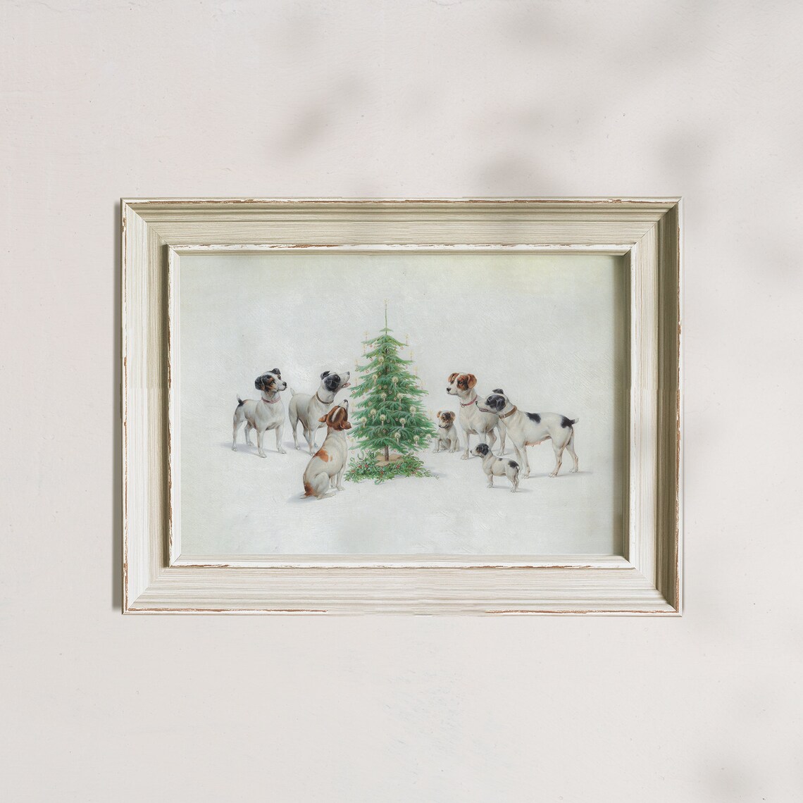 Antique Terrier Dogs Around Christmas Tree Vintage Holiday Dog Poster - Image 6